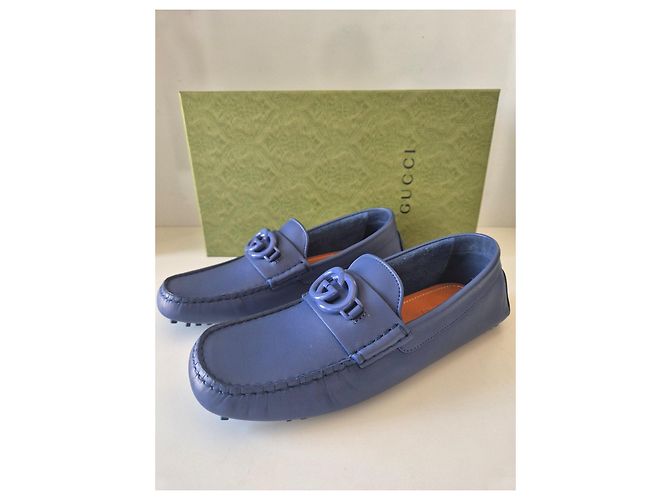Mocassini Gucci Moccain Leather R.S. in pelle blu - vista 4
