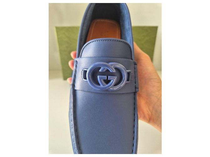 Mocassini Gucci Moccain Leather R.S. in pelle blu - vista 6