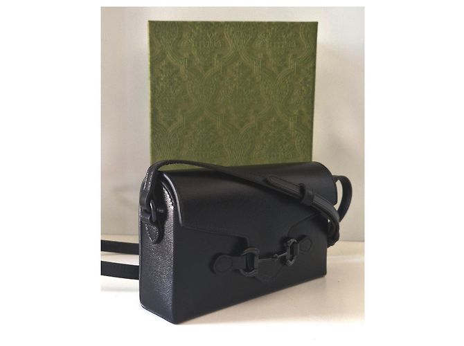 Borsa a tracolla Gucci Horsebit 1955 in pelle nera Nero - vista 3