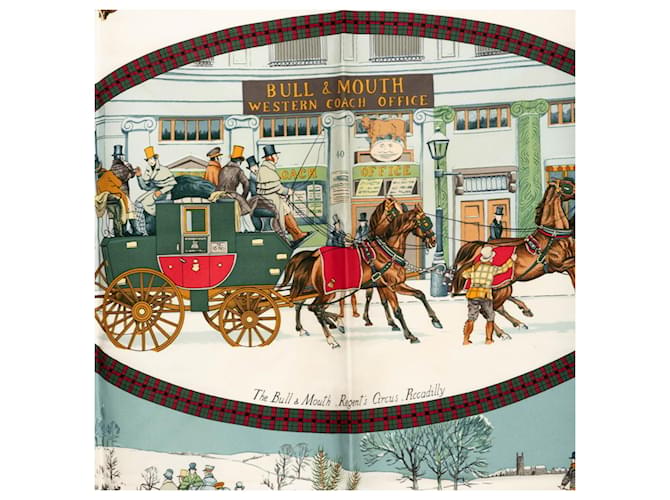 Hermès Sciarpa Hermes Carre 90 Winter Post Coach Rosso Multicolore - vista 2