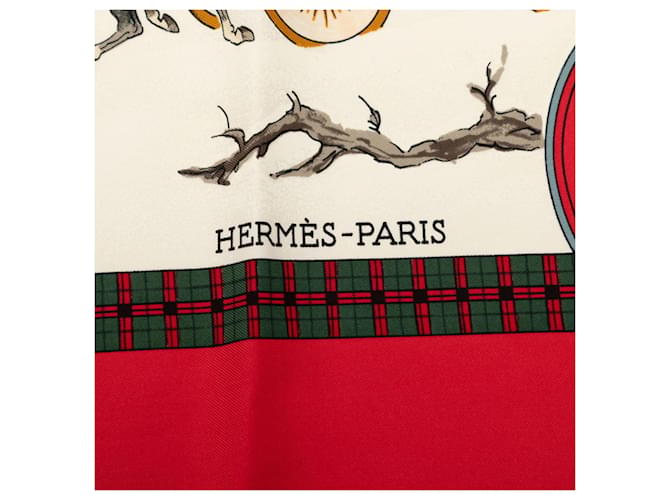 Hermès Sciarpa Hermes Carre 90 Winter Post Coach Rosso Multicolore - vista 4