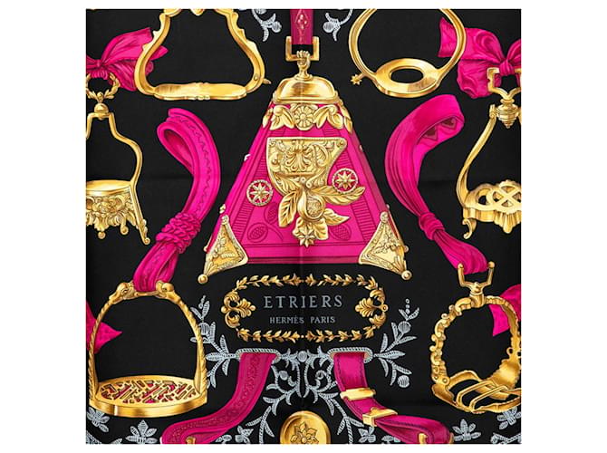 Hermès Sciarpa Carré 90 Etriers Stirrup Hermes Nero - vista 2