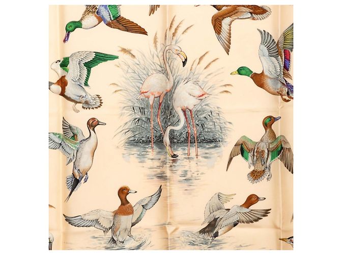 Hermès Sciarpa Hermes Carre 90 Halte en Camargue Marrone Crudo - vista 2