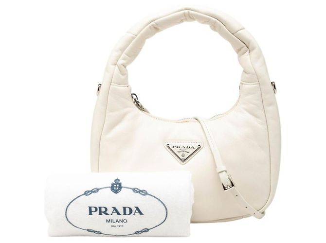 Sac à main avec logo plaque Triangle Prada Blanc - vue 6