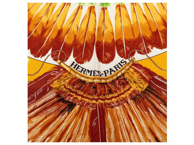 Hermès Hermes Carré 90 Brazil Schal Weiß Gelb - Ansicht 4