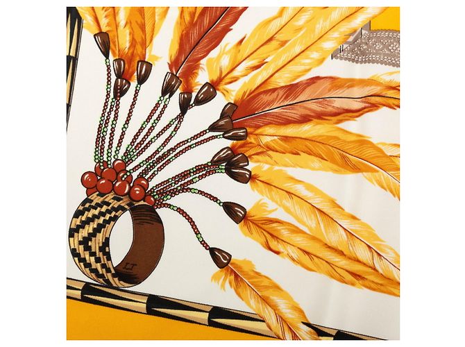 Hermès Hermes Carré 90 Brazil Schal Weiß Gelb - Ansicht 5