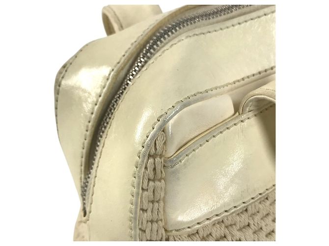 Borsa Chanel in pelle e tela beige Crudo - vista 10