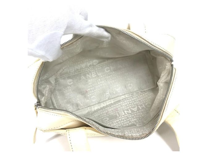 Borsa Chanel in pelle e tela beige Crudo - vista 11