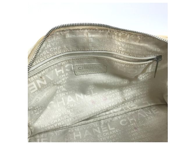 Borsa Chanel in pelle e tela beige Crudo - vista 12