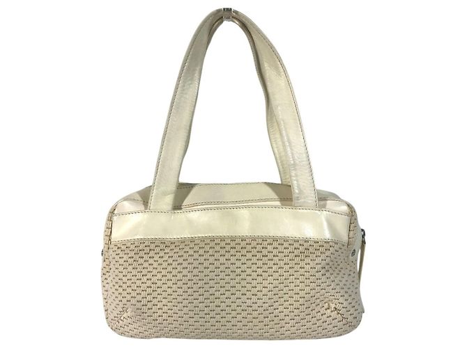 Borsa Chanel in pelle e tela beige Crudo - vista 2