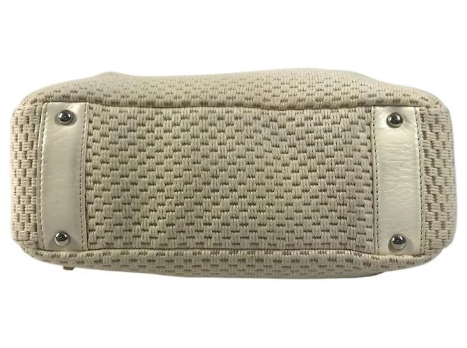 Borsa Chanel in pelle e tela beige Crudo - vista 5