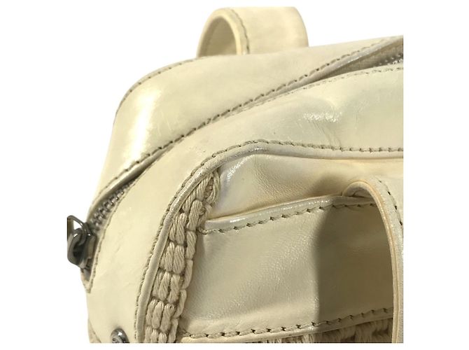 Borsa Chanel in pelle e tela beige Crudo - vista 9