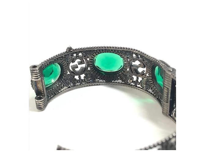 Bracciale rigido Gucci verde e argento - vista 12