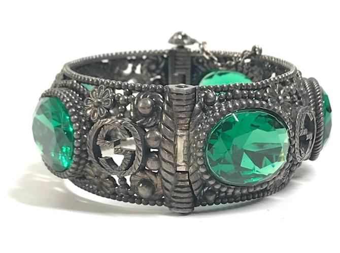 Bracciale rigido Gucci verde e argento - vista 4