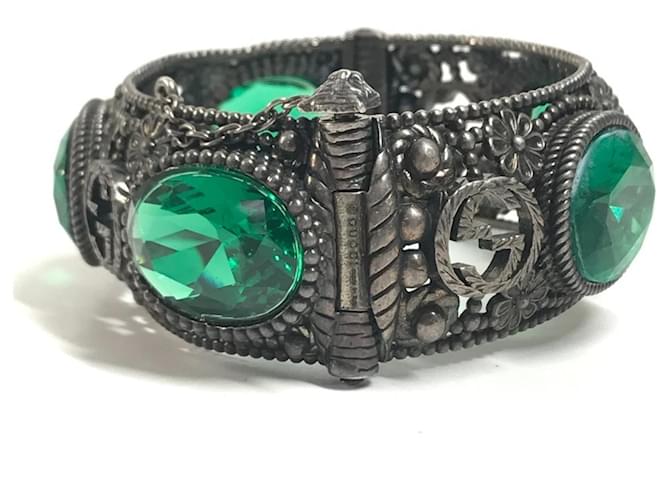 Bracciale rigido Gucci verde e argento - vista 5