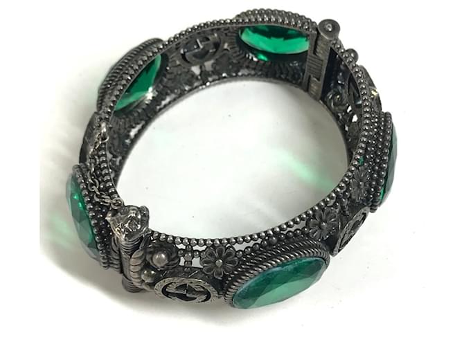 Bracciale rigido Gucci verde e argento - vista 6