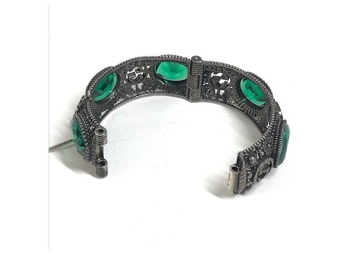 Bracciale rigido Gucci verde e argento - vista 9