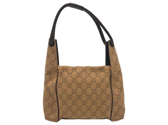 Borsa a mano Gucci in tela beige - vista 3