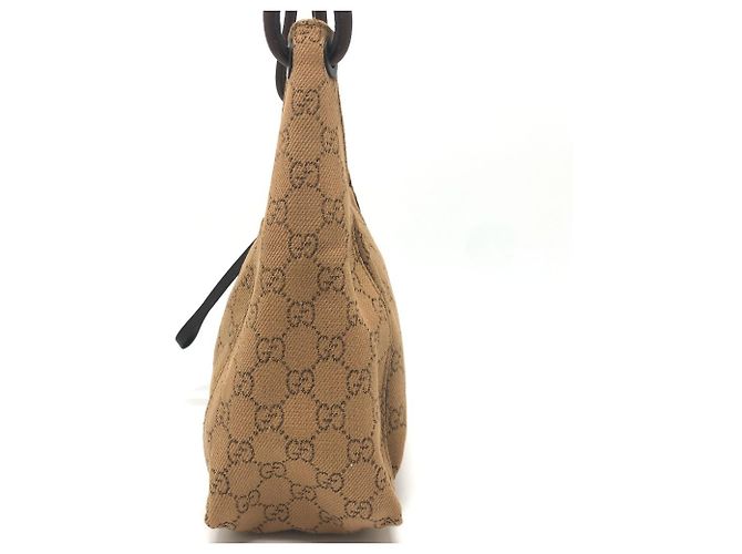 Borsa a mano Gucci in tela beige - vista 4