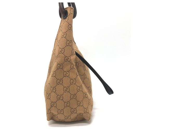 Borsa a mano Gucci in tela beige - vista 5