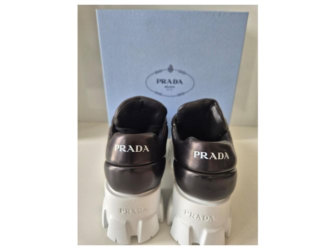Prada Monolith Sneakers in pelle nera Nero - vista 5