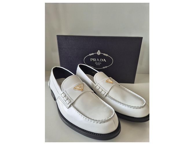 Mocassini Prada in pelle bianca Bianco - vista 2