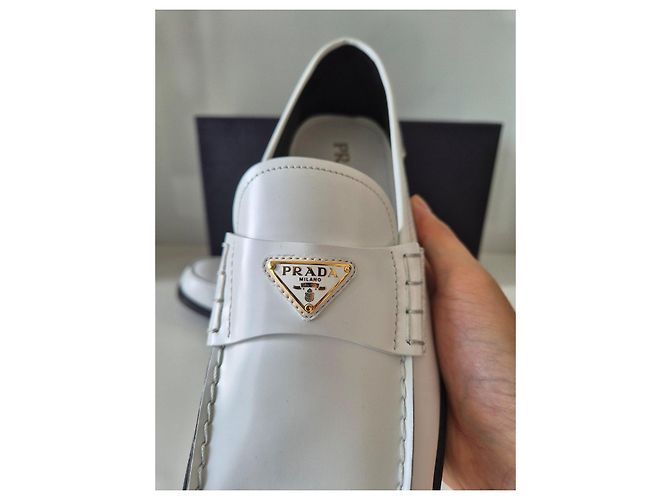 Mocassini Prada in pelle bianca Bianco - vista 8