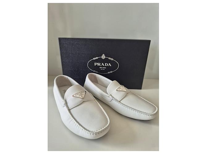 Mocassini Prada in pelle bianca Bianco - vista 2