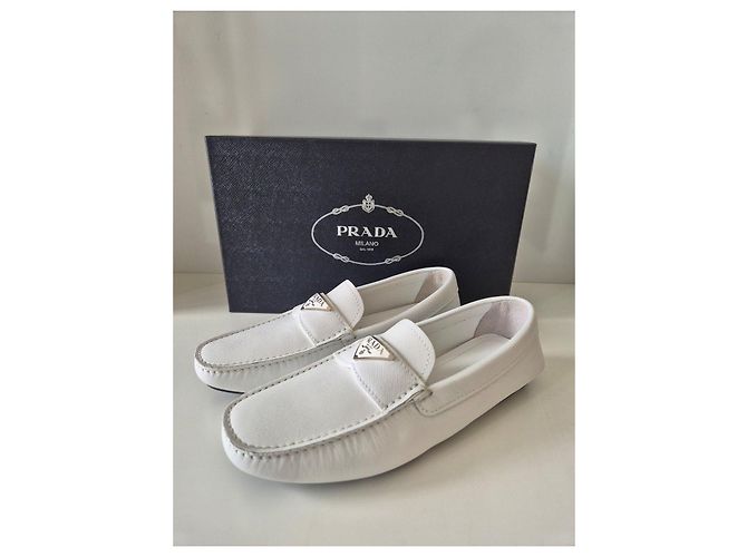 Mocassini Prada in pelle bianca Bianco - vista 4