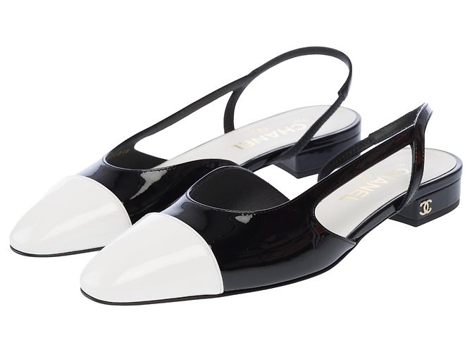 Scarpe CHANEL Slingback in Pelle Nera - 103787 Nero - vista 3