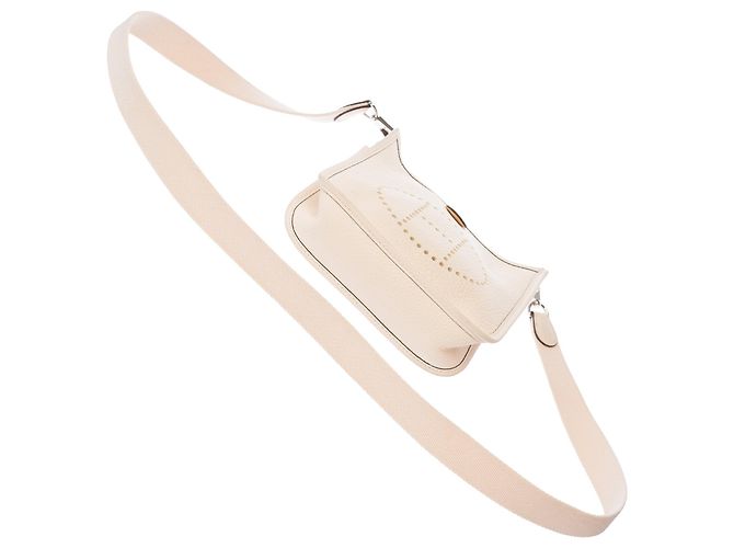 Hermès Borsa HERMES Mini Evelyne in Pelle Bianca - 103768 Bianco - vista 10