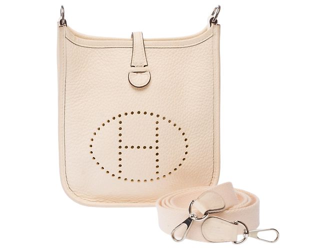Hermès Borsa HERMES Mini Evelyne in Pelle Bianca - 103768 Bianco - vista 3