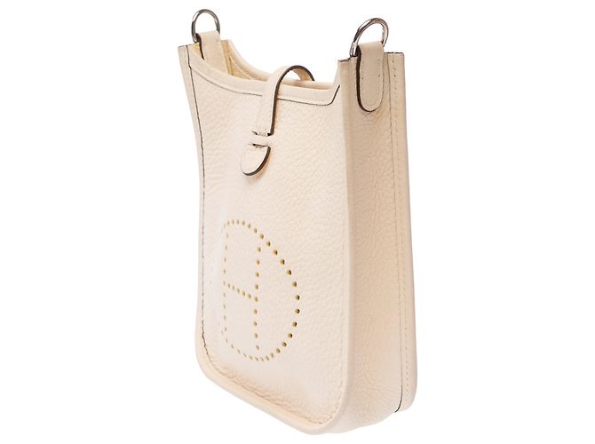 Hermès Borsa HERMES Mini Evelyne in Pelle Bianca - 103768 Bianco - vista 5