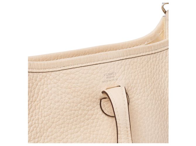 Hermès Borsa HERMES Mini Evelyne in Pelle Bianca - 103768 Bianco - vista 7