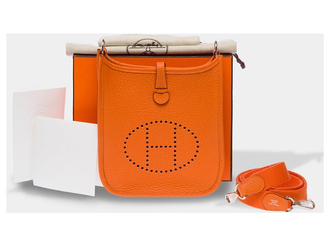 Hermès Borsa HERMES Mini Evelyne in Pelle Arancione - 103764 - vista 2