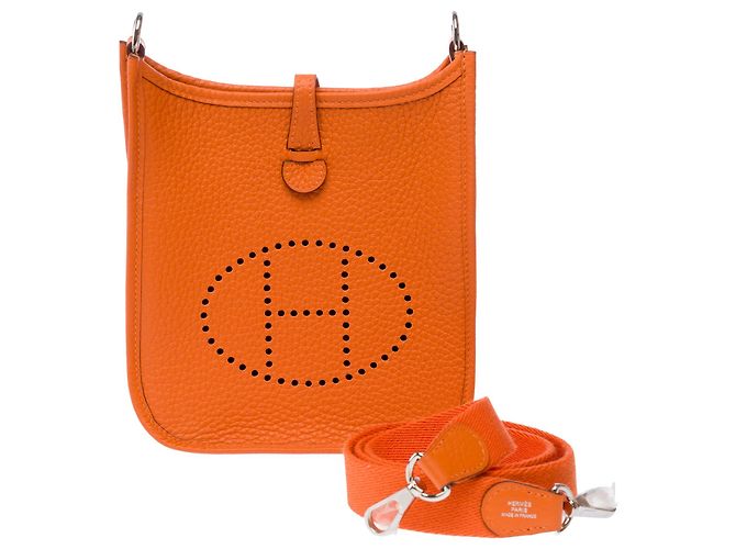 Hermès Borsa HERMES Mini Evelyne in Pelle Arancione - 103764 - vista 3