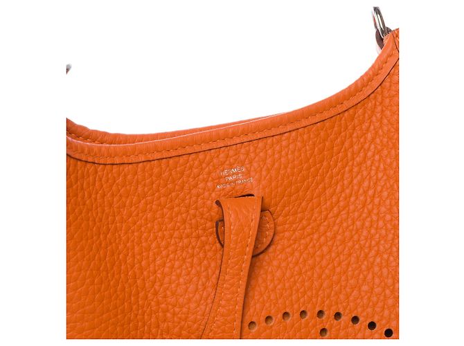 Hermès Borsa HERMES Mini Evelyne in Pelle Arancione - 103764 - vista 7