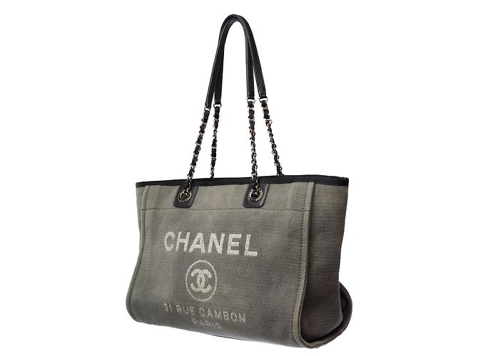 Borsa CHANEL Deauville in Denim Grigio - 103773 - vista 4