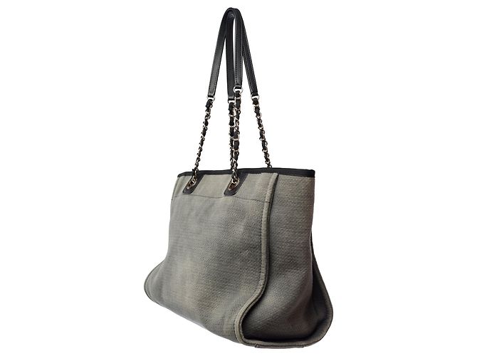 Borsa CHANEL Deauville in Denim Grigio - 103773 - vista 5