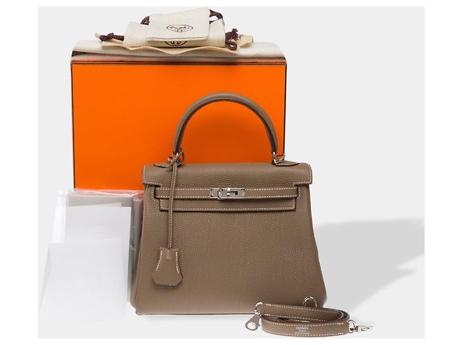 Hermès Borsa HERMES Kelly 25 in Pelle Étoupe - 103789 Taupe - vista 2