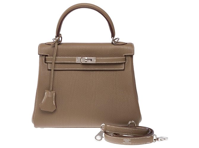 Hermès Borsa HERMES Kelly 25 in Pelle Étoupe - 103789 Taupe - vista 3