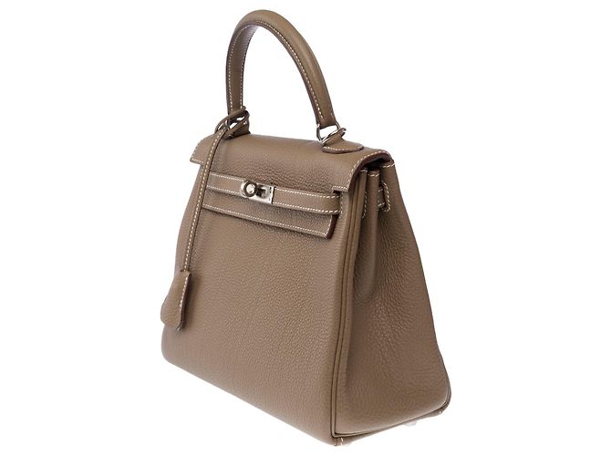 Hermès Borsa HERMES Kelly 25 in Pelle Étoupe - 103789 Taupe - vista 5