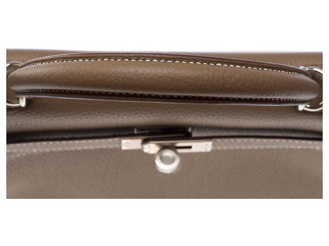 Hermès Borsa HERMES Kelly 25 in Pelle Étoupe - 103789 Taupe - vista 8