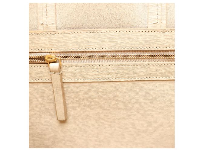 Céline Borsa CELINE Cabas Vertical Small in pelle beige - vista 12