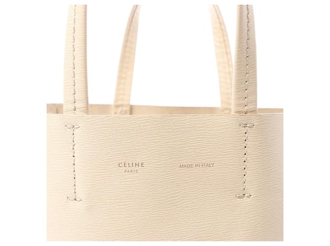 Céline Borsa CELINE Cabas Vertical Small in pelle beige - vista 6