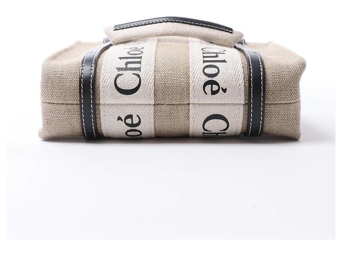 Borsa 2Way in tela e pelle Chloé Woody Mini Beige x Black - vista 10