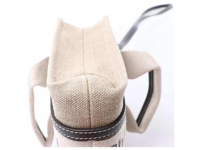 Borsa 2Way in tela e pelle Chloé Woody Mini Beige x Black - vista 12