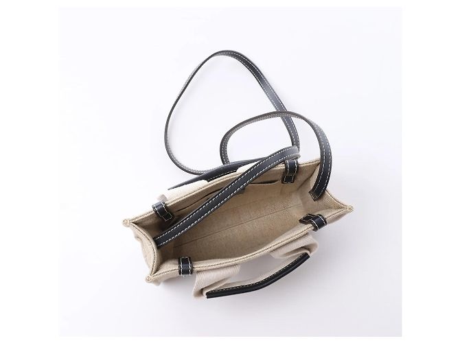 Borsa 2Way in tela e pelle Chloé Woody Mini Beige x Black - vista 13