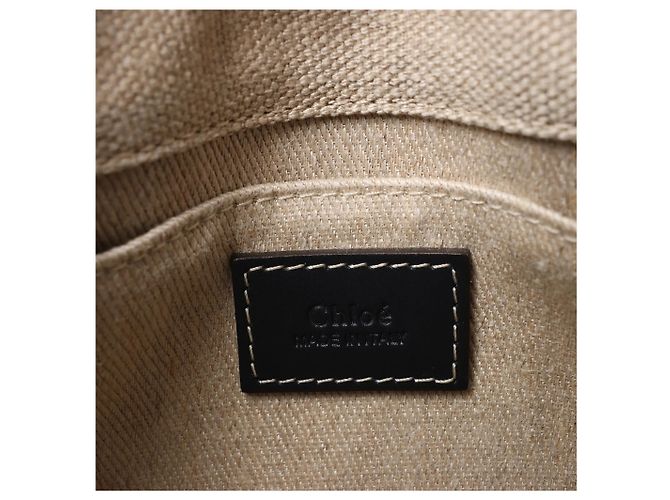 Borsa 2Way in tela e pelle Chloé Woody Mini Beige x Black - vista 8