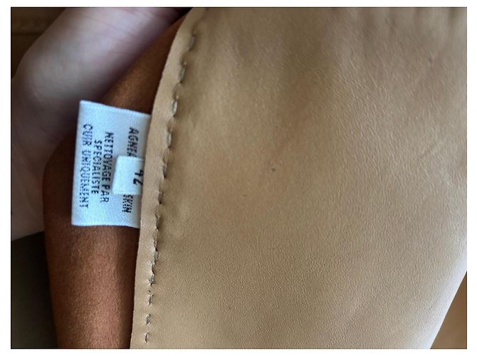 Hermès Leder-Trenchcoat Beige - Ansicht 3